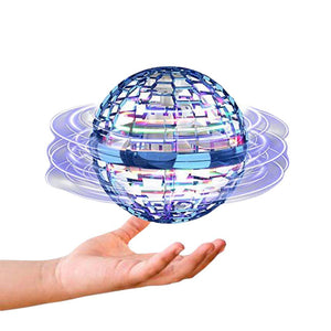 Galaxy Lights Flying Magic Orb toy hovering above hand with colorful LED lights