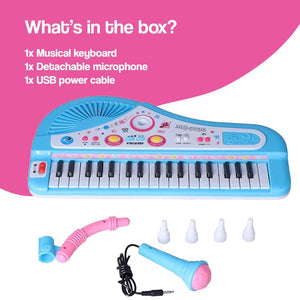 2-in-1 My First Piano & Microphone Set for kids with 37 keys and detachable microphone