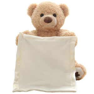 Peek-a-Bear Interactive ultra-soft plush toy with blanket playing peekaboo and gentle voice for babies and toddlers