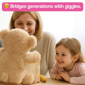Peek-a-Bear Interactive ultra-soft plush bear with satin blanket playing peekaboo for babies and toddlers