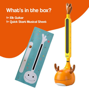 Adorable elk-shaped easy-to-use guitar for kids with touch-sensitive neck and volume control