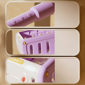 Colorful children's pretend shopping cart toy made of durable plastic for imaginative play