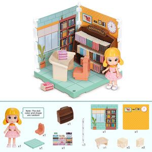 Child's simulation furniture play set with bedroom, kitchen, bathroom, and study toys