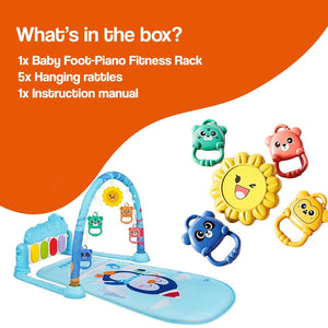 Baby Foot-Piano Fitness Rack with hanging rattles for newborns under 36 months