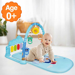 Baby Foot-Piano Fitness Rack for newborns with hanging rattles and musical keys for early learning and coordination.