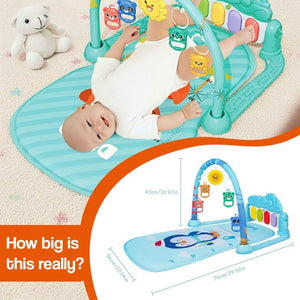 Baby playing with Baby Foot-Piano Fitness Rack for newborns and toddlers