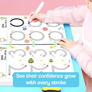 TraceMaster toddler writing reusable cards with dry-erase markers for pre-writing skill development and fine motor control