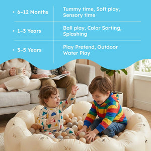 Pop-Up Ball Pit with 100 colorful balls for toddlers, safe chew PVC, folds flat, doubles as indoor ball pit and outdoor splash pool