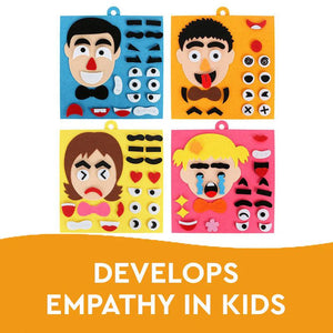 Kids facial expression recognition DIY puzzle board set with colorful fabric pieces for children’s social skill development
