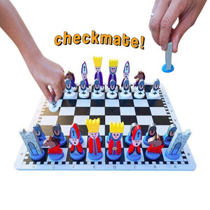 Educational Wooden Cartoon Chess Set with colorful wooden pieces on a classic chessboard, perfect for kids learning strategy