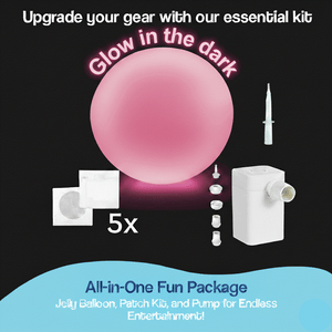 Giant Jelly Balloon Ball kit with glow-in-the-dark feature, patch kit, and pump for outdoor fun and durable play