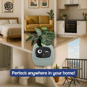 AI GrowBuddy Smart Plant Care System Ivy with expressive face and sensors for interactive plant care