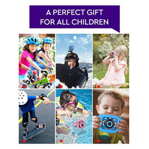 Mini kids high-quality sports camera with waterproof case and cartoon photo effects for outdoor fun