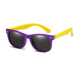 Kids polarized sunglasses with flexible, unbreakable rubber frame and UV protection in vibrant colors