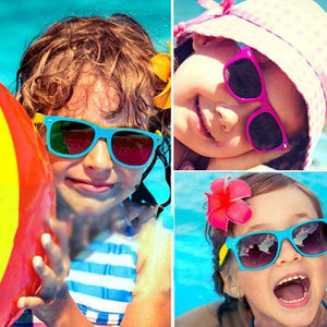 Stylish kids polarized sunglasses with flexible, unbreakable rubber frame and full UV protection