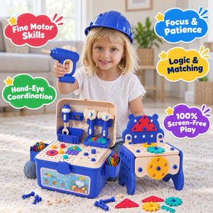 Kids' Tool Set & Workbench Electric Drill Tools & Building Pieces – DIY craft activity