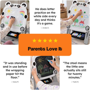 Foldable Double-Sided Kids Art Easel with Stool