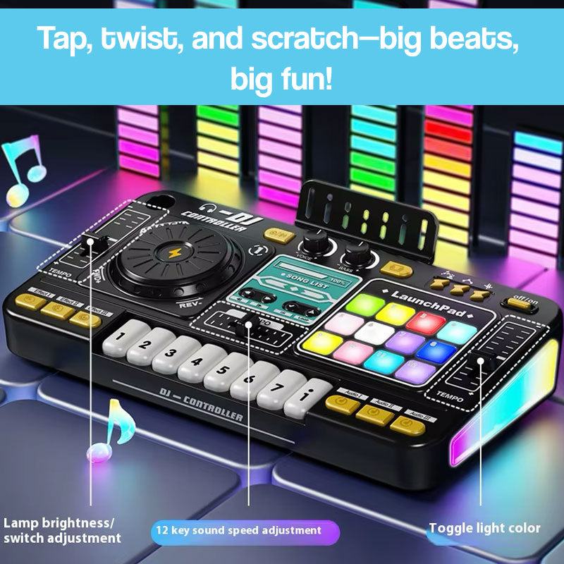 MixMaster Junior DJ Console kids music mixer with colorful lights and sound effects