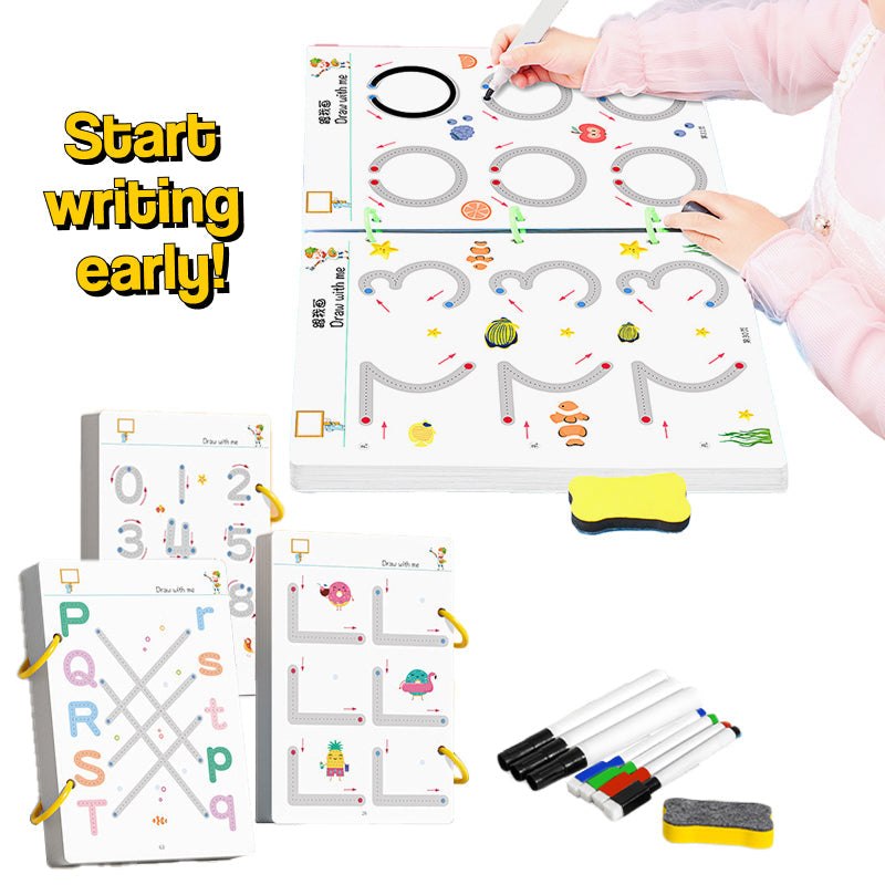 Toddler Writing Reusable Cards with dry-erase markers for early writing and tracing skills development