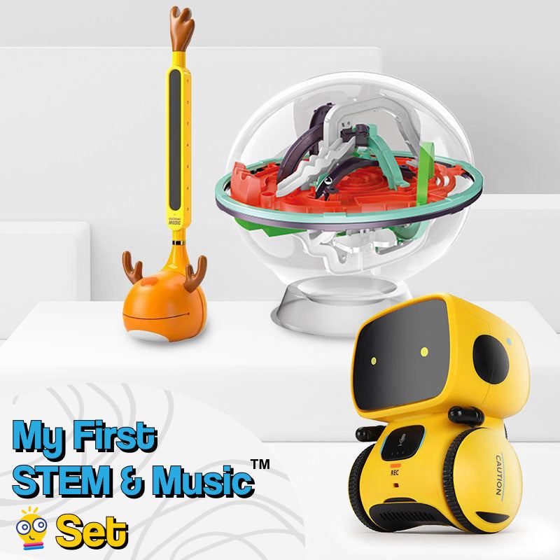 My First STEM & Music Set with interactive robot, 3D puzzle maze, and musical instrument for kids development
