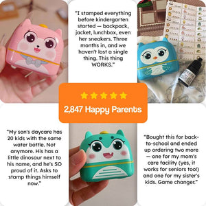 TinyStamper customized name stamp with waterproof ink for kids' belongings