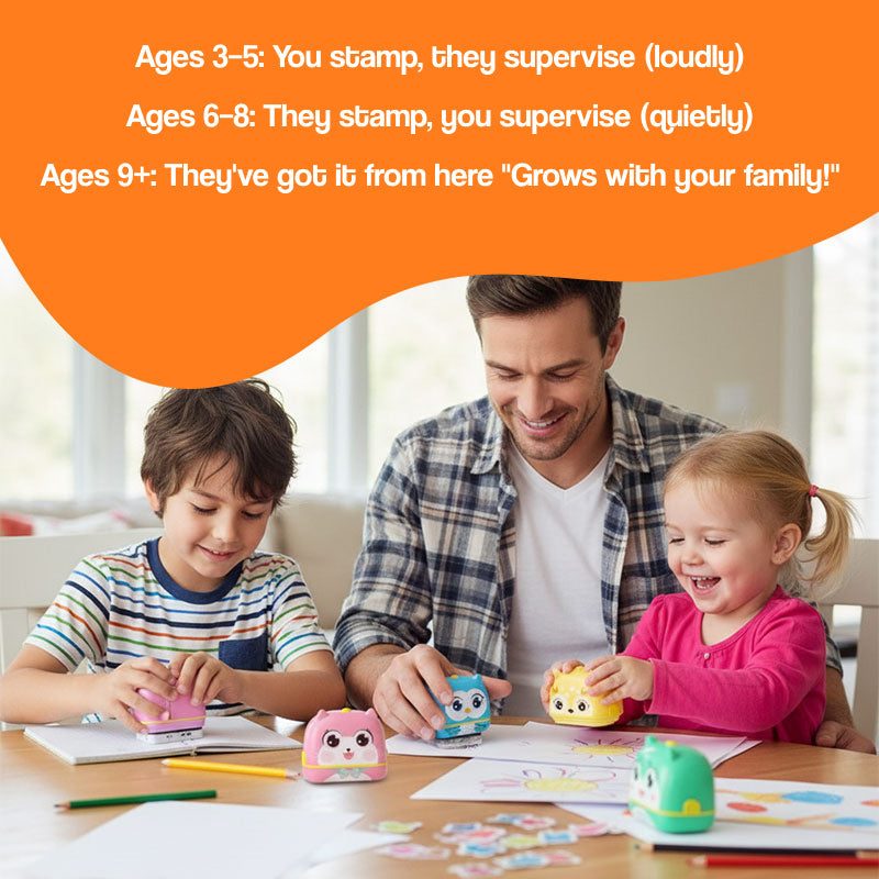 TinyStamper customized name stamp for kids' belongings with waterproof ink and cute icons