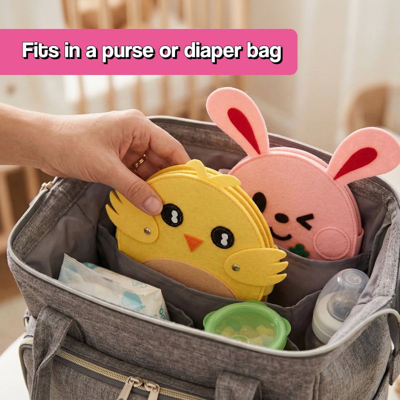 Montessori Felt Activity Book with 8 interactive felt pages for toddlers, screen-free and portable learning toy