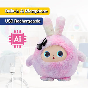 AI Plush Bunny with interactive eyes and storytelling features for kids ages 3 and up