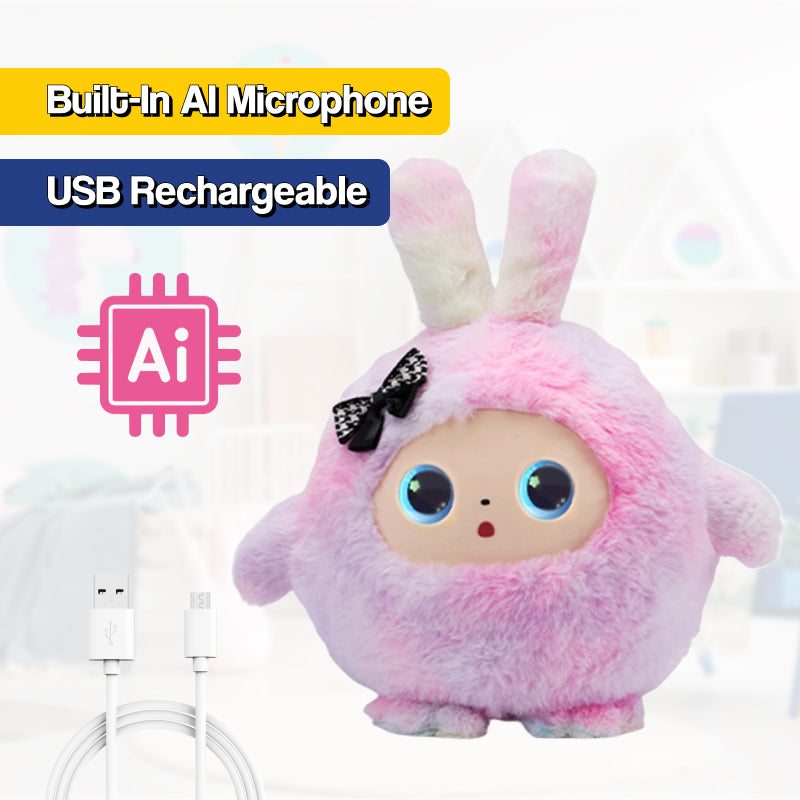 AI Plush Bunny with interactive eyes and storytelling features for kids ages 3 and up