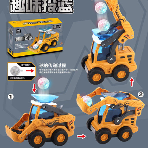 Electric Transparent Gear Excavator Toy with Sound and Light Effects