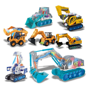 Electric Transparent Gear Excavator Toy with Sound and Light Effects