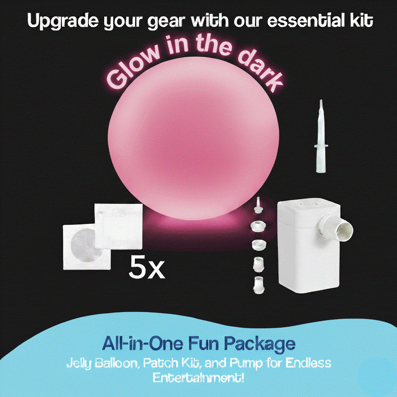 Giant Jelly Balloon Ball kit with glow-in-the-dark feature, patch kit, and pump for outdoor fun and durable play