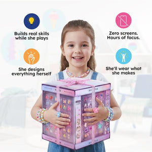 My Little Royalty Jewelry gift box with 1,600+ beads and activities for kids aged 4+ in a holographic ribbon-tied box