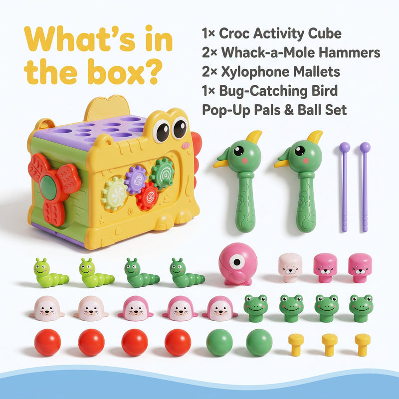 Whack-a-Mole Activity Cube with Xylophone