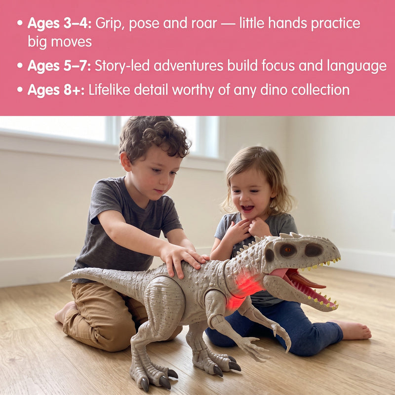 Posable T-Rex Dinosaur Figure with Roar Sound & Light