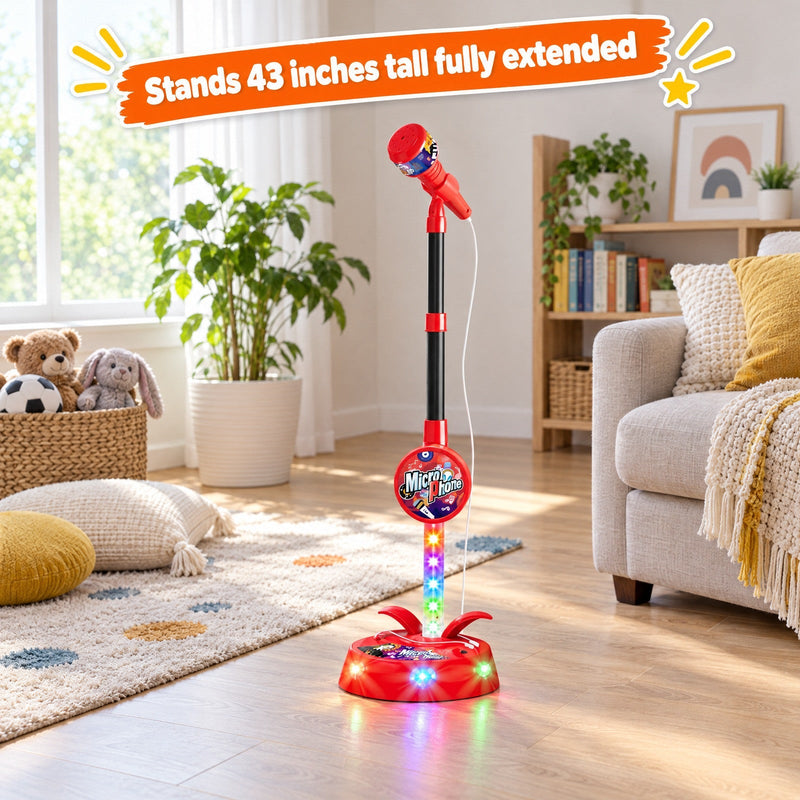 Kids Light-Up Karaoke Microphone with Adjustable Stand